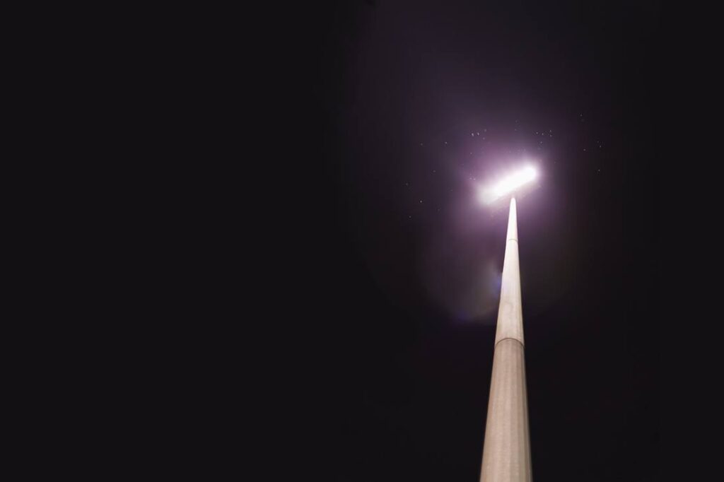 Galvanised pole with LED sport floodlight